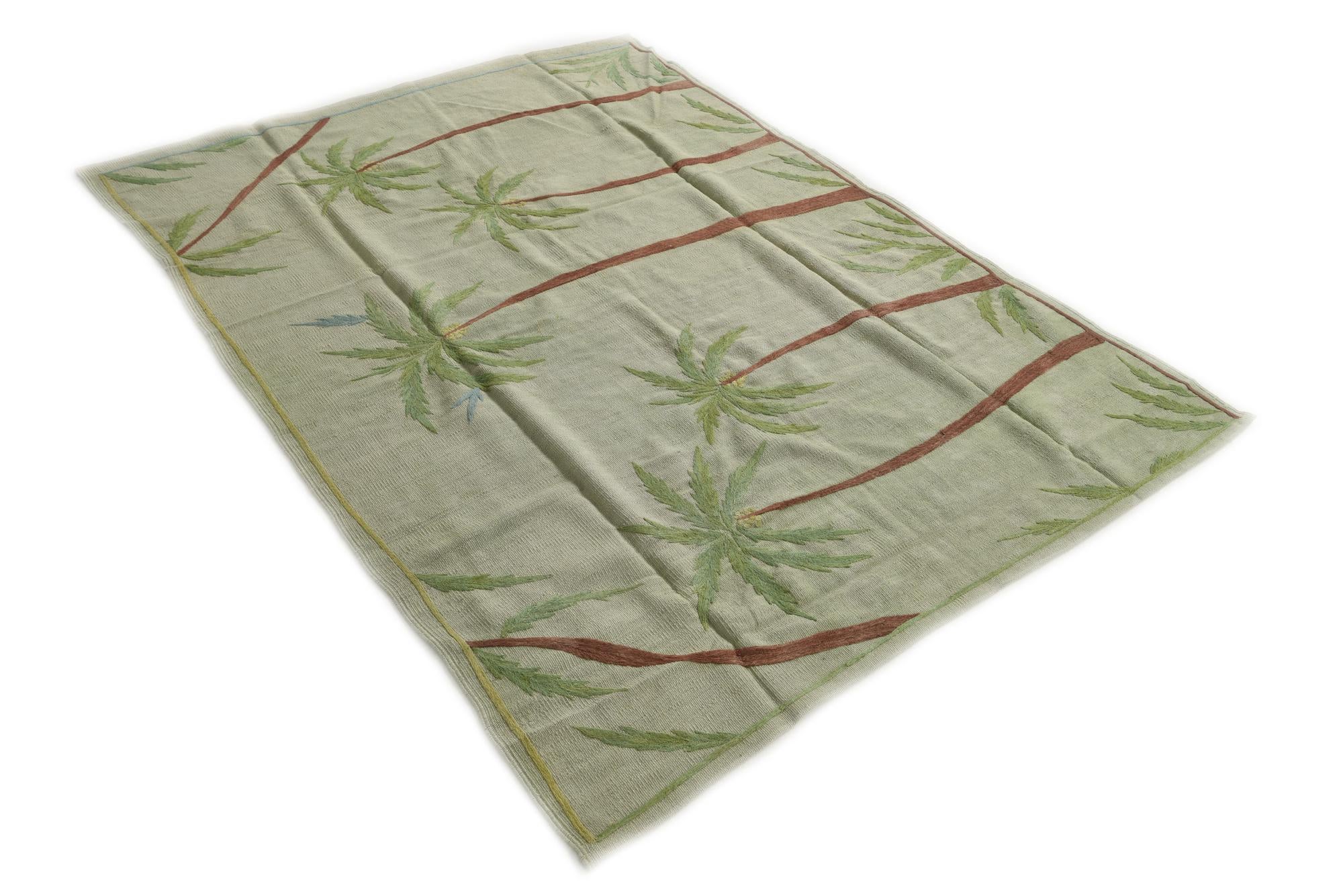 5' 4 x 7' 4 Hand Woven Kilim Suzani Wool Rug