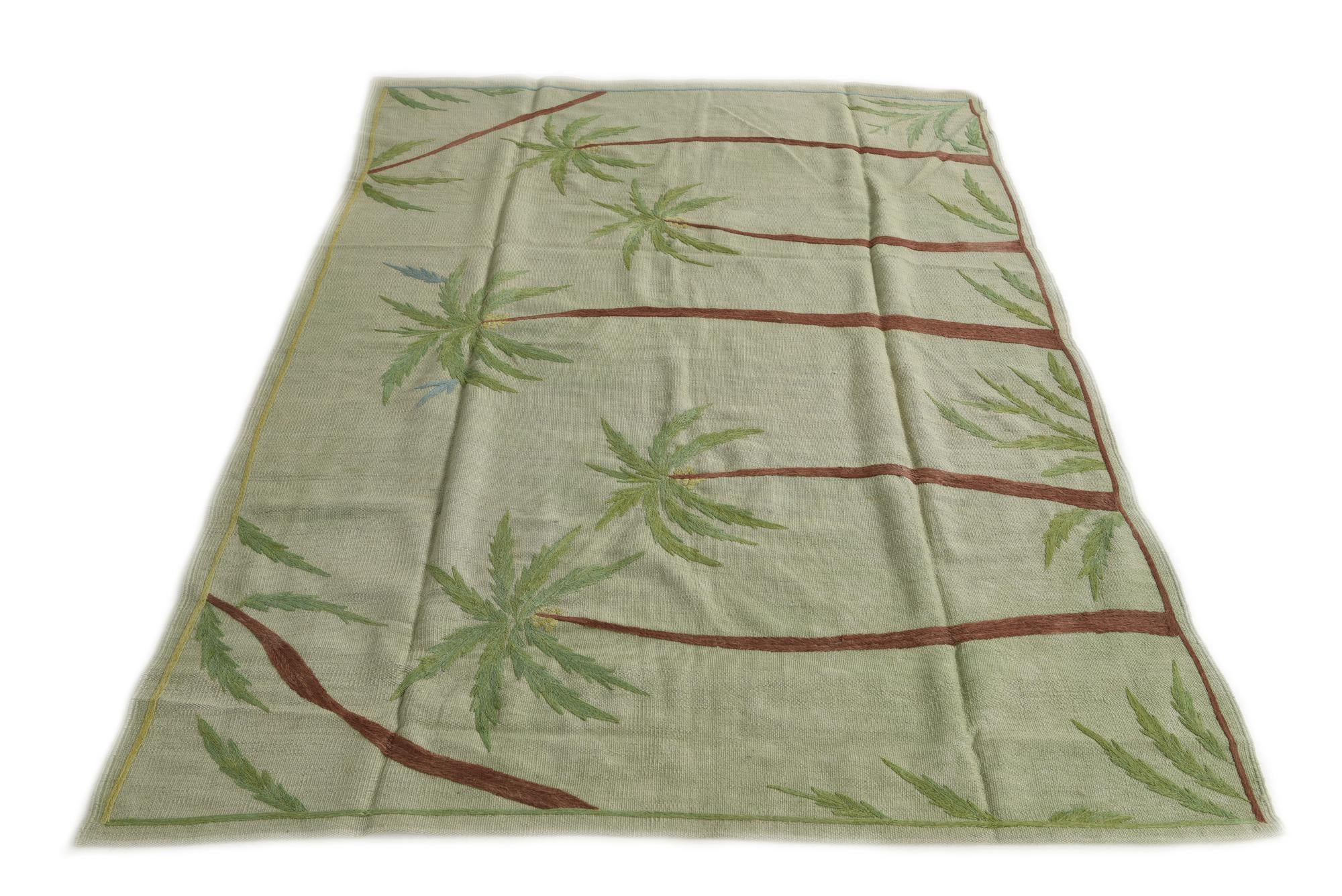 5' 4 x 7' 4 Hand Woven Kilim Suzani Wool Rug