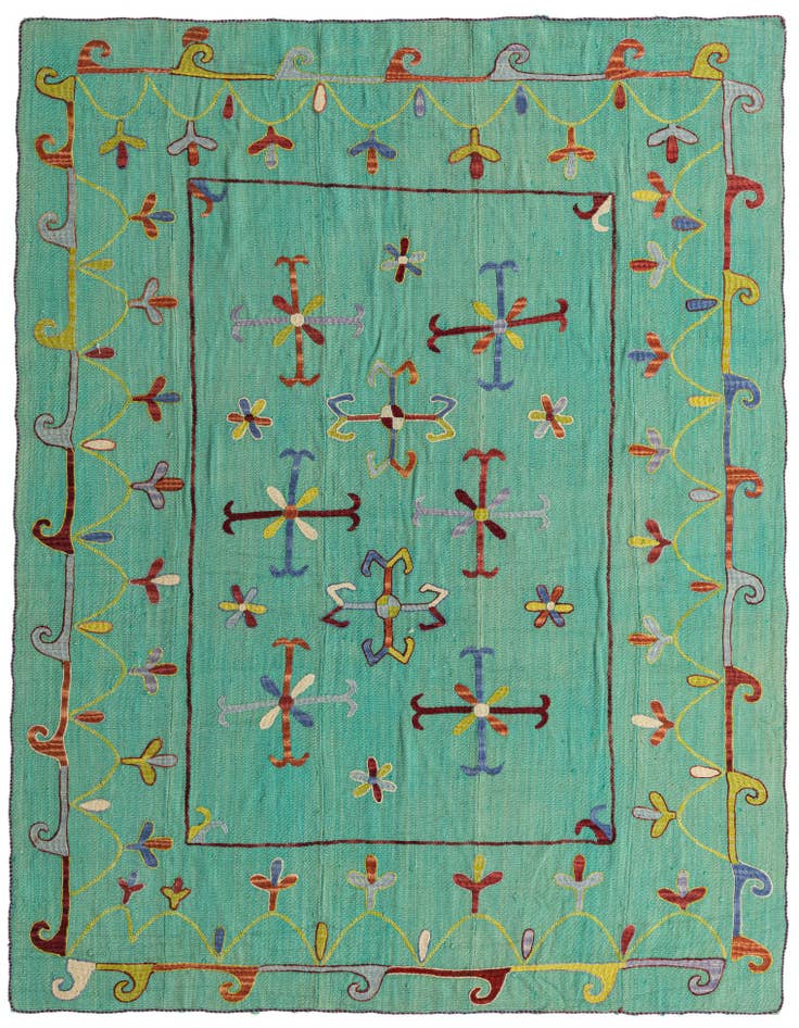 Detail image of 5' 10 x 7' 7 Hand Woven Kilim Suzani Wool Rug
