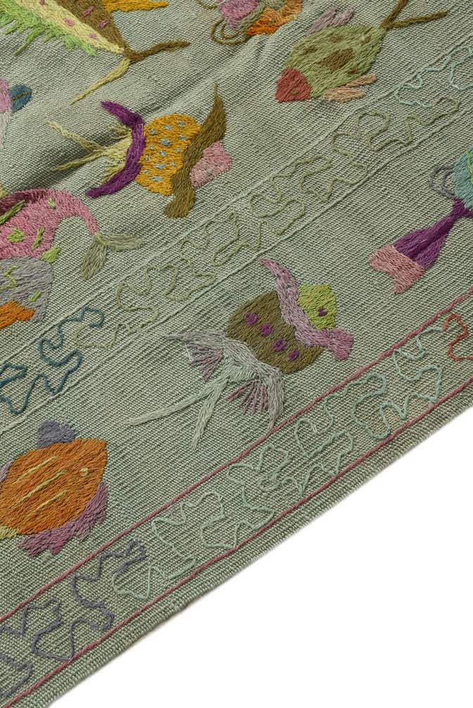 4' 1 x 5' 8 Hand Woven Kilim Suzani Wool Rug
