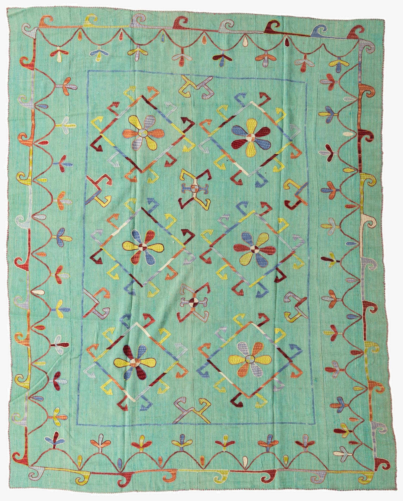 7' x 9'  Hand Woven Kilim Suzani Wool Rug