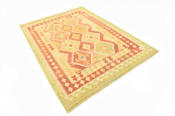 4' 10 x 6' 7 Hand Woven Kilim Waziri Wool Rug