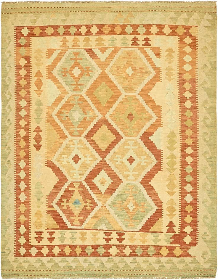 Detail image of 4' 10 x 6' 7 Hand Woven Kilim Waziri Wool Rug