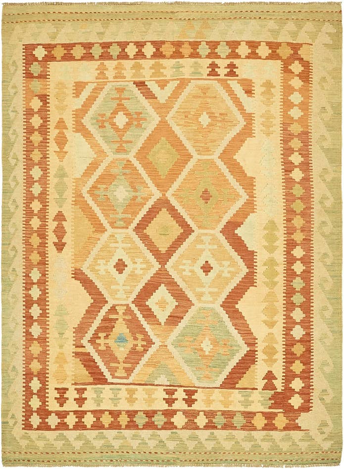 Detail image of 4' 10 x 6' 7 Hand Woven Kilim Waziri Wool Rug