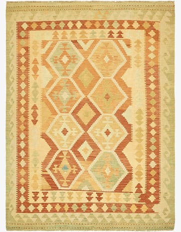 4' 10 x 6' 7 Hand Woven Kilim Waziri Wool Rug