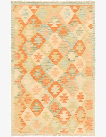 2' 7 x 4' Hand Woven Kilim Waziri Wool Rug