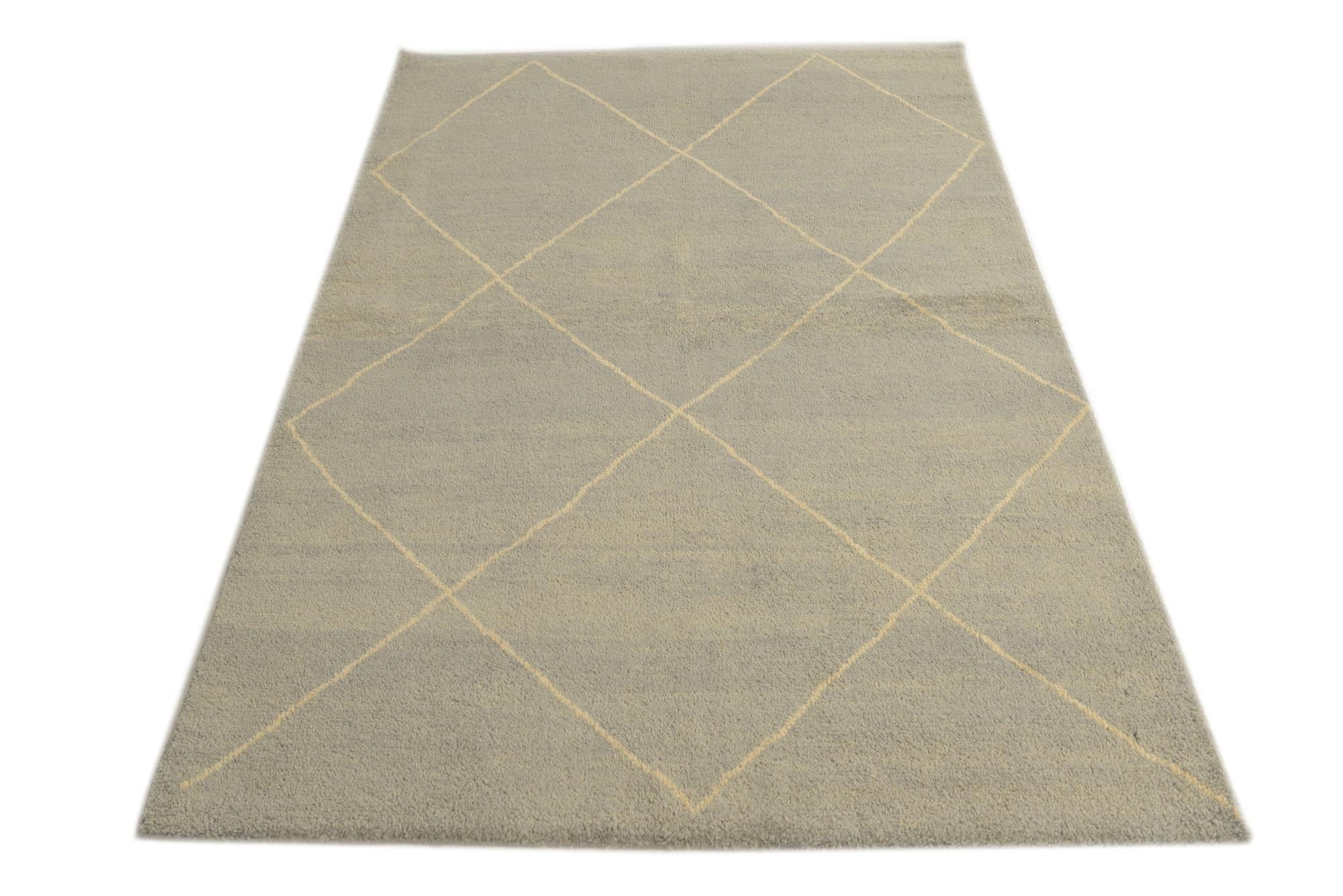 4' 5 x 6' 6 Hand Knotted Moroccan Wool Rug