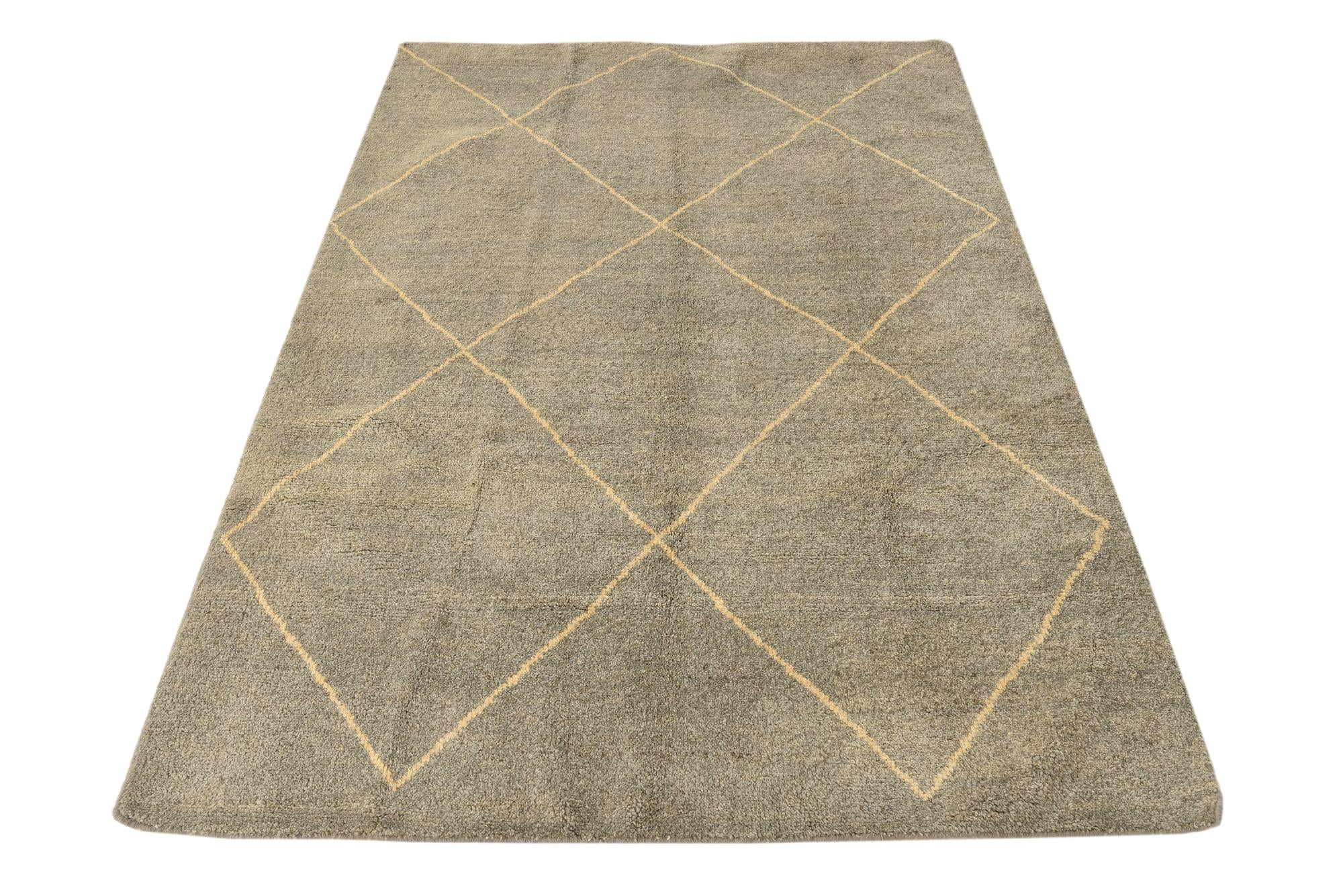4' 6 x 6' 10 Hand Knotted Moroccan Wool Rug