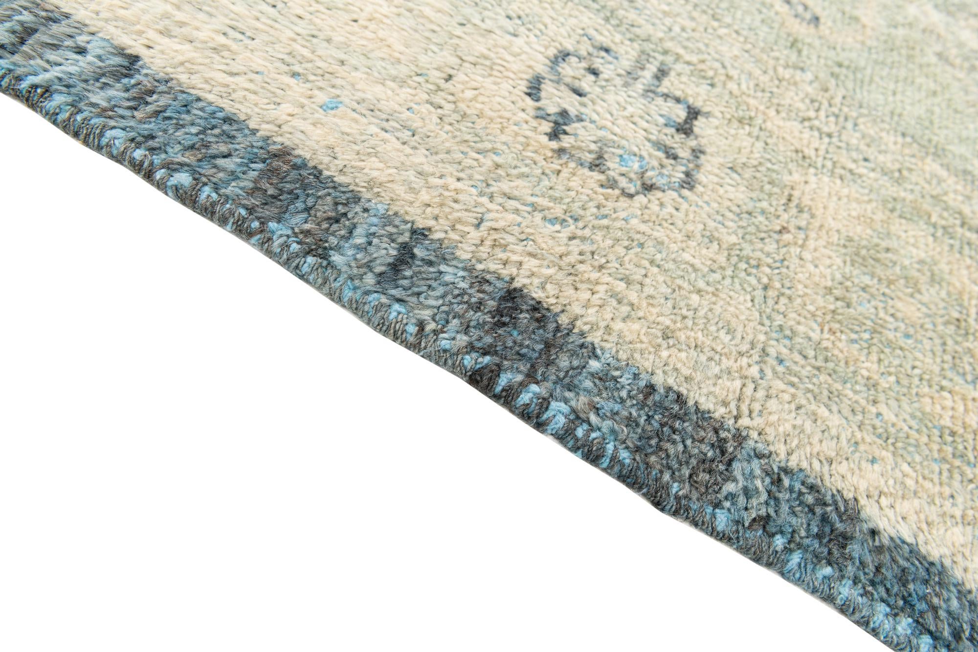 8' x 9' 10 Hand Knotted Moroccan Wool Rug