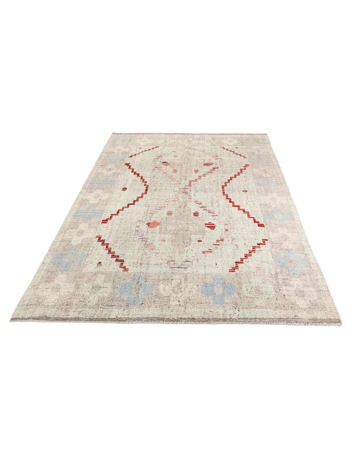 8' x 10' 5 Hand Knotted Moroccan Wool Rug