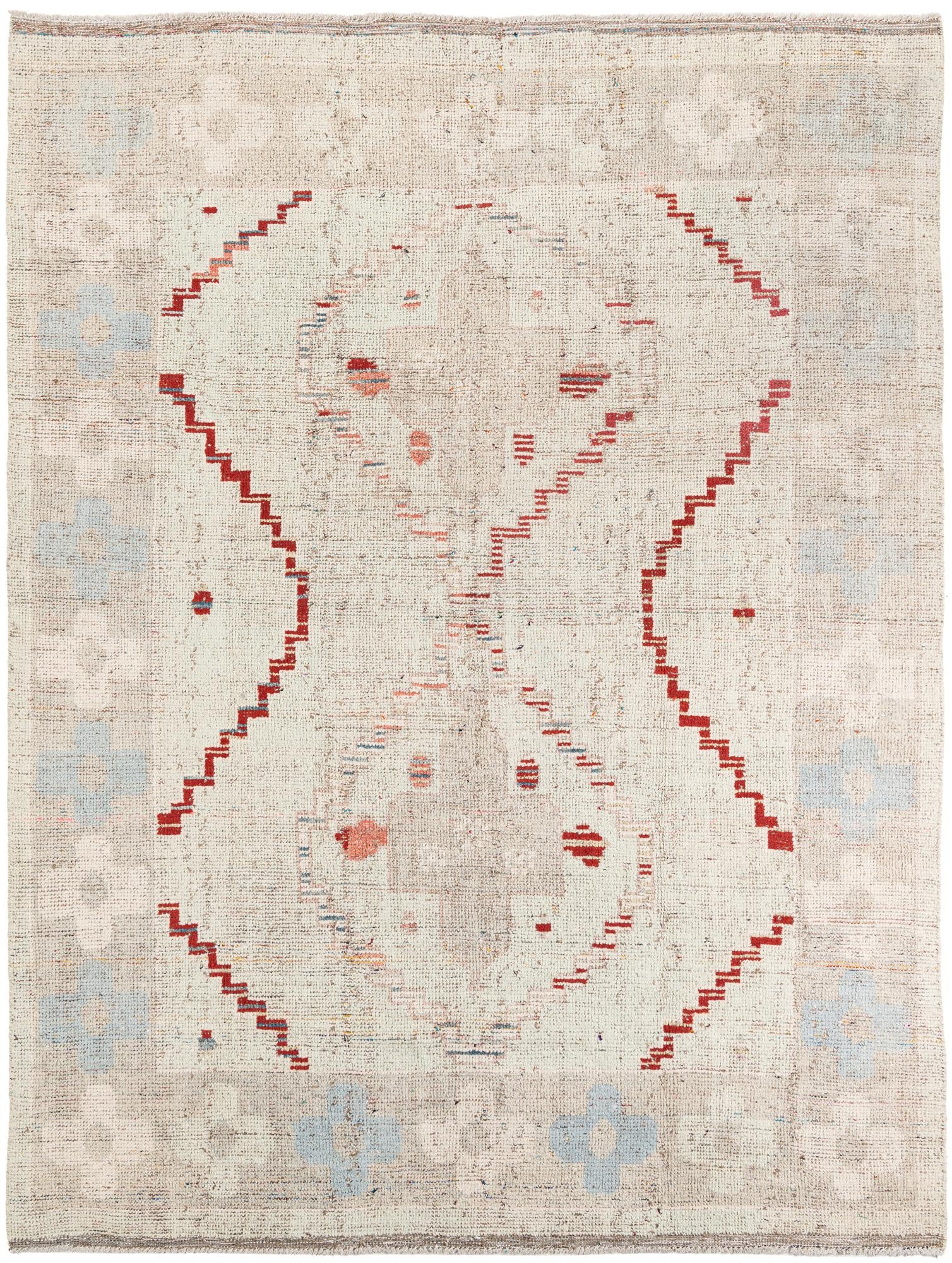 8' x 10' 5 Hand Knotted Moroccan Wool Rug