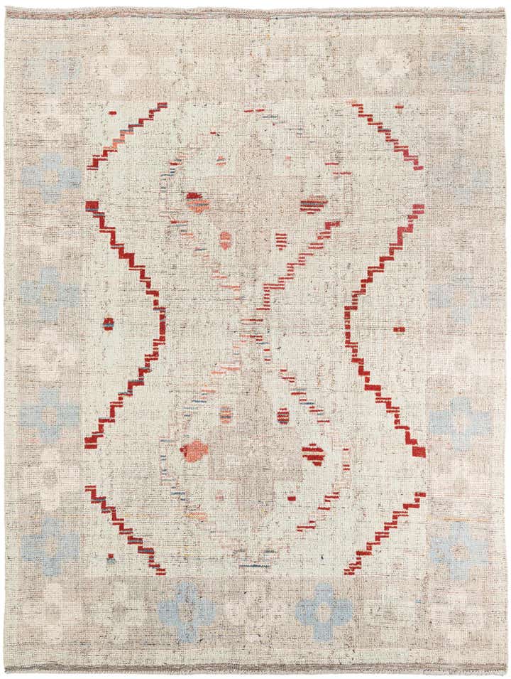 8' x 10' 5 Hand Knotted Moroccan Wool Rug