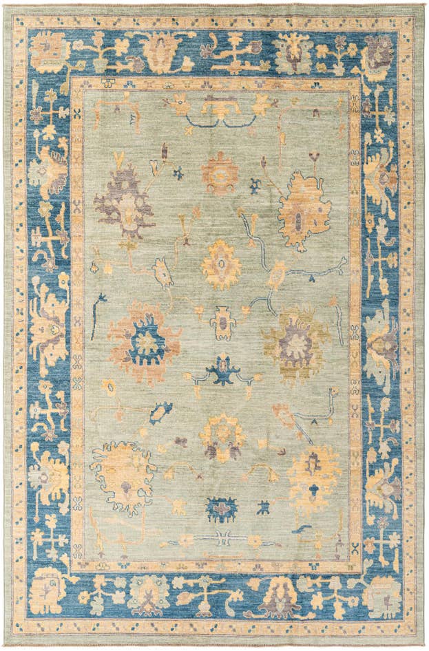 Detail image of 6' 6 x 9' 10 Hand Knotted Oushak Wool Rug