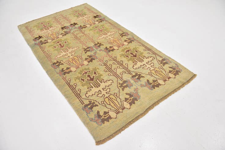 Detail image of 4' 2 x 7' 3 Hand Knotted Oushak Wool Rug