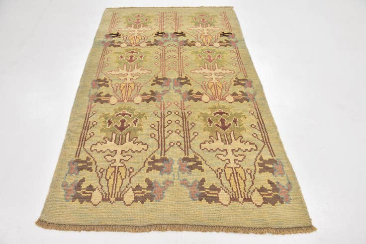 Detail image of 4' 2 x 7' 3 Hand Knotted Oushak Wool Rug