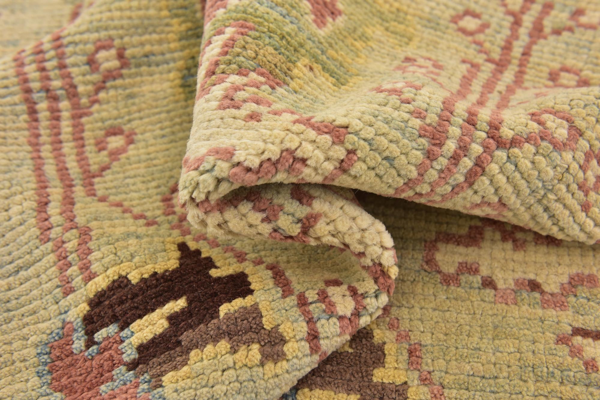 4' 2 x 7' 3 Hand Knotted Oushak Wool Rug