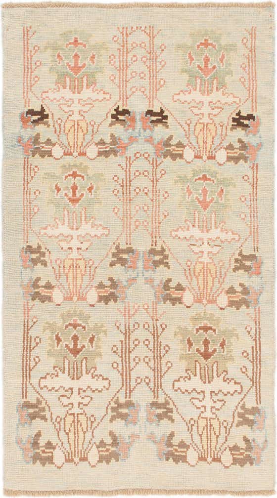 4' 2 x 7' 3 Hand Knotted Oushak Wool Rug
