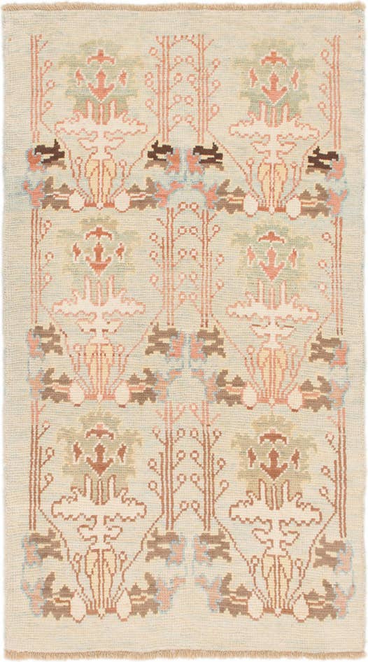 Detail image of 4' 2 x 7' 3 Hand Knotted Oushak Wool Rug