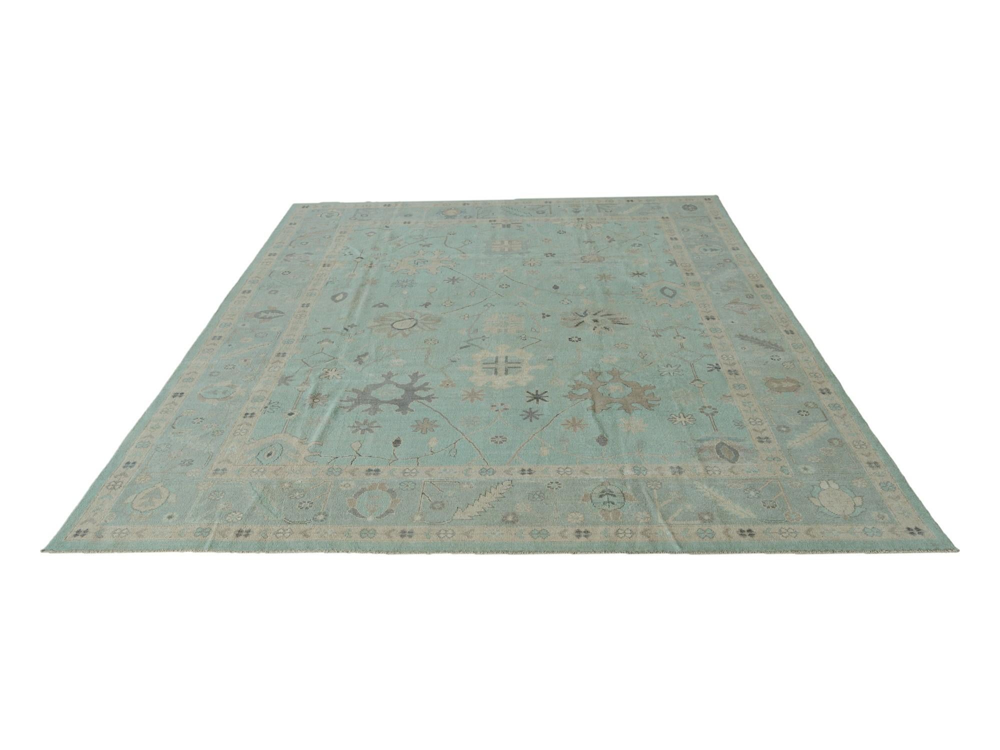 8' 10 x 11' 9 Hand Knotted Oushak Wool Rug