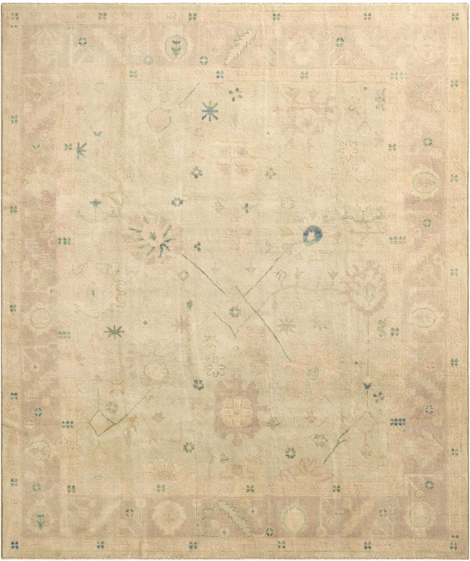 8' x 9' 9 Hand Knotted Oushak Wool Rug