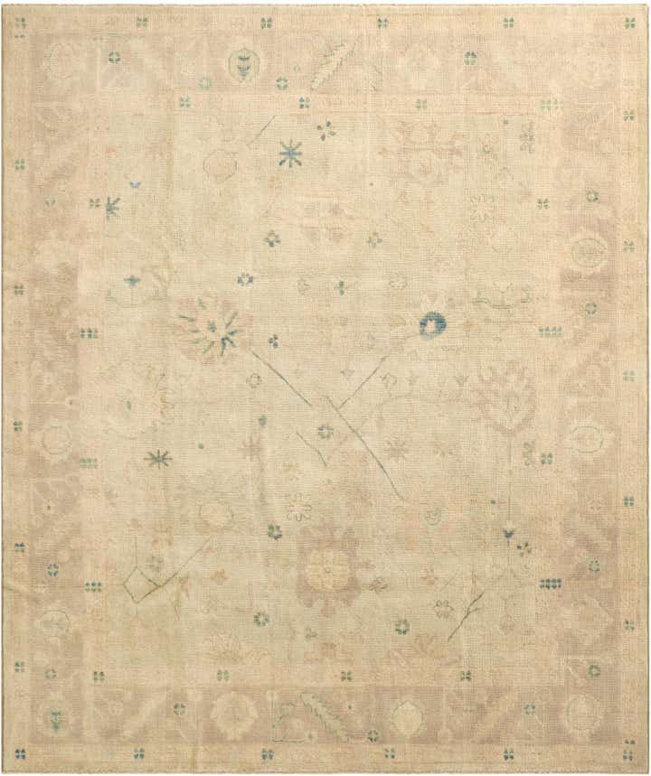 8' x 9' 9 Hand Knotted Oushak Wool Rug