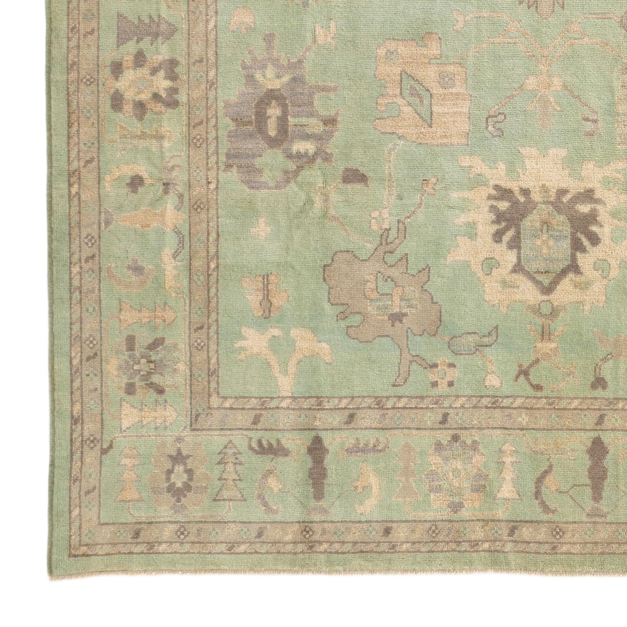 8' 1 x 9' 11 Hand Knotted Oushak Wool Rug