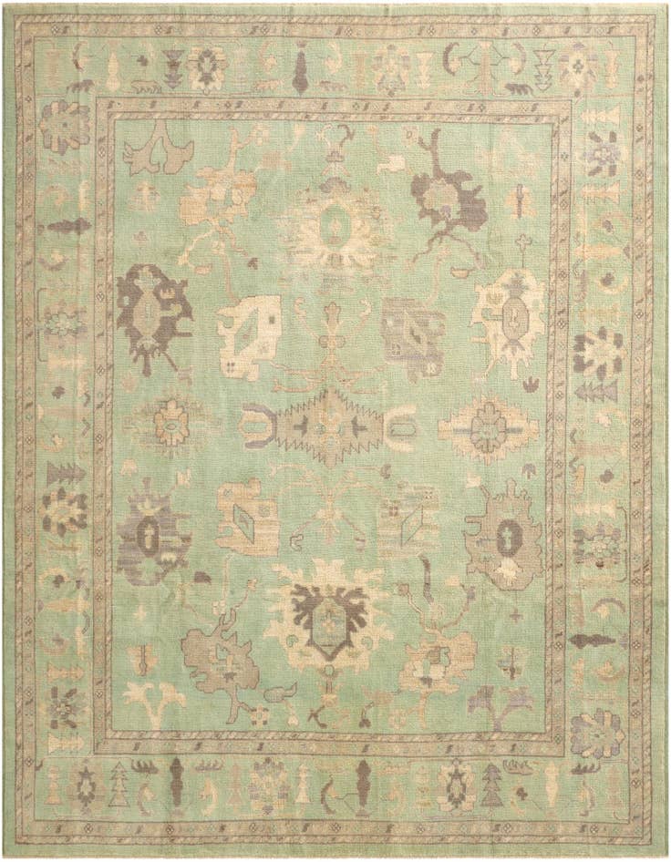 Detail image of 8' 1 x 9' 11 Hand Knotted Oushak Wool Rug