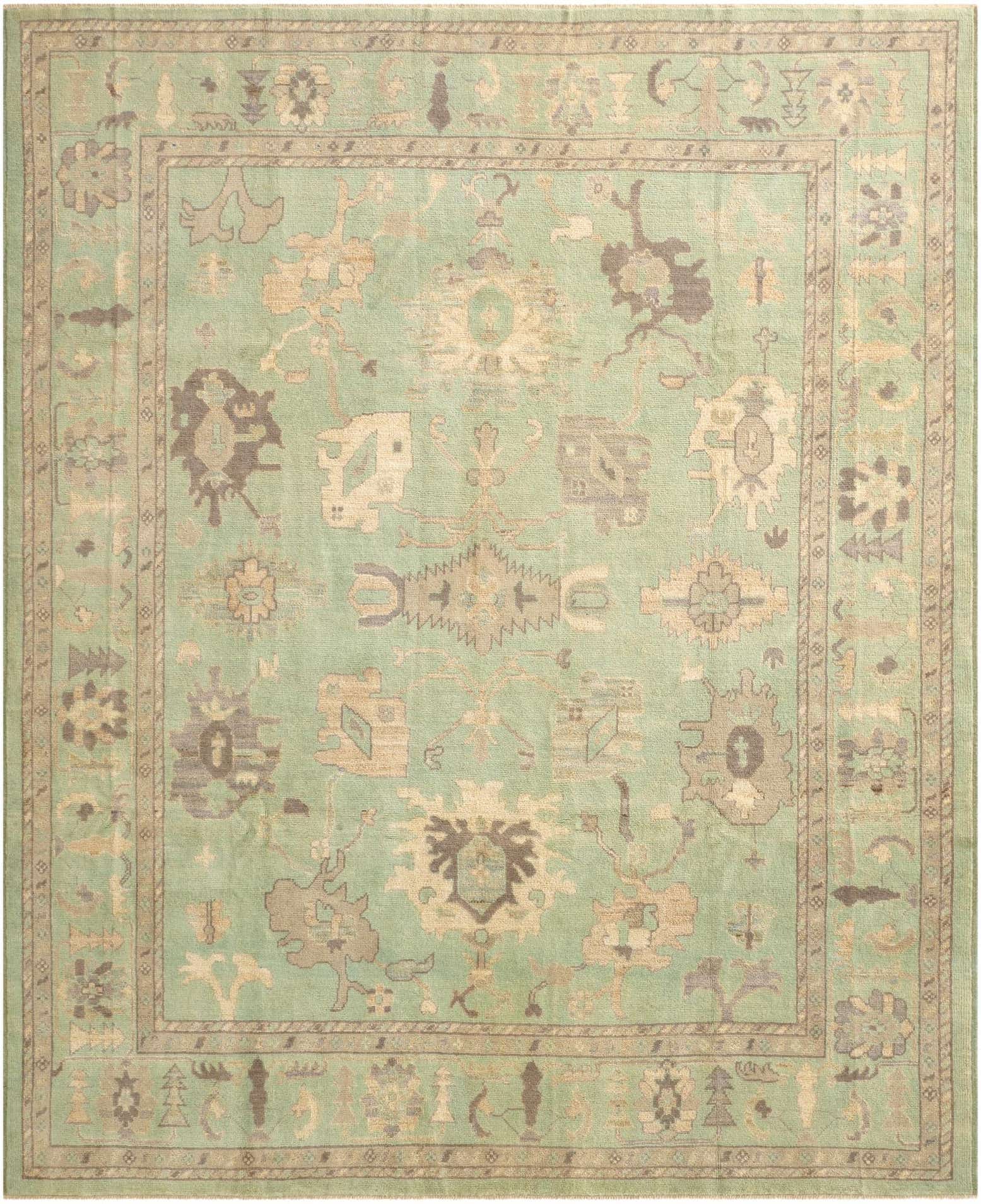 8' 1 x 9' 11 Hand Knotted Oushak Wool Rug