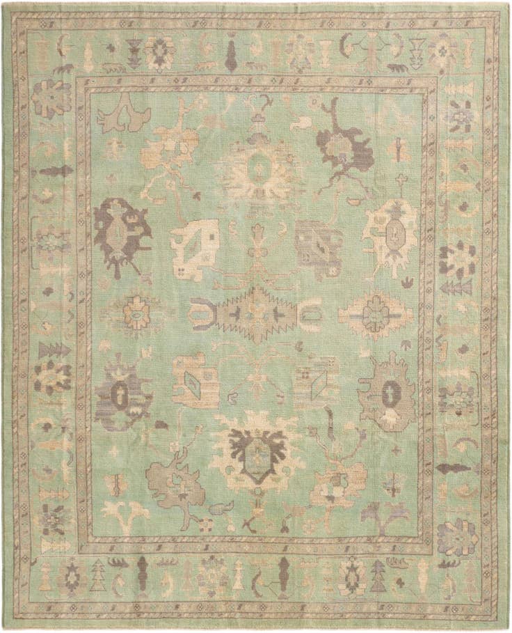 Detail image of 8' 1 x 9' 11 Hand Knotted Oushak Wool Rug