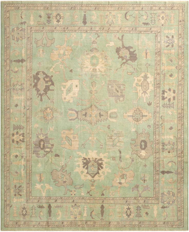 Detail image of 8' 1 x 9' 11 Hand Knotted Oushak Wool Rug