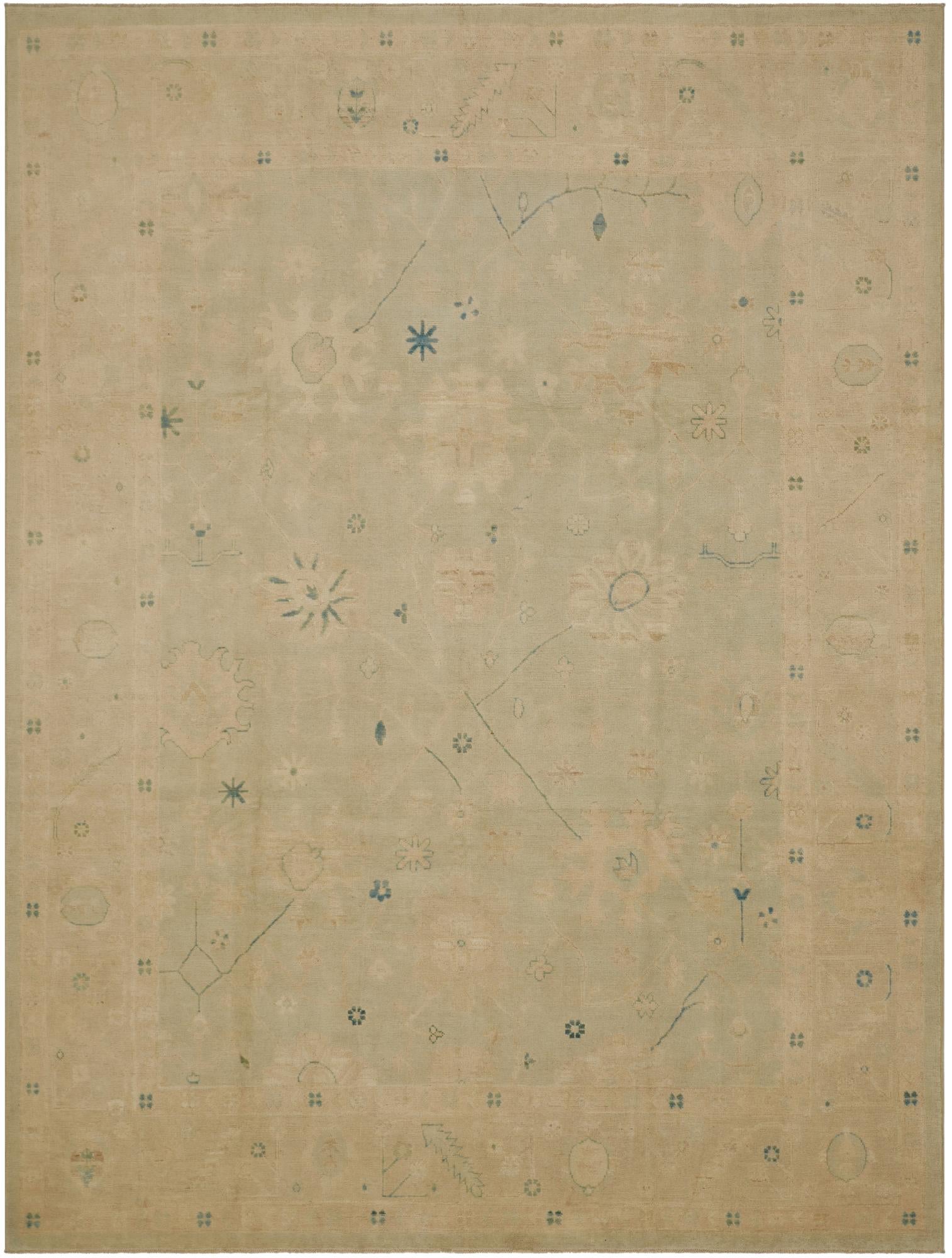 8' 10 x 11' 11 Hand Knotted Oushak Wool Rug