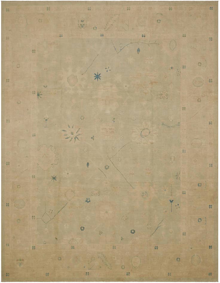 Detail image of 8' 10 x 11' 11 Hand Knotted Oushak Wool Rug