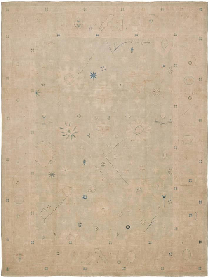 Detail image of 8' 10 x 11' 11 Hand Knotted Oushak Wool Rug