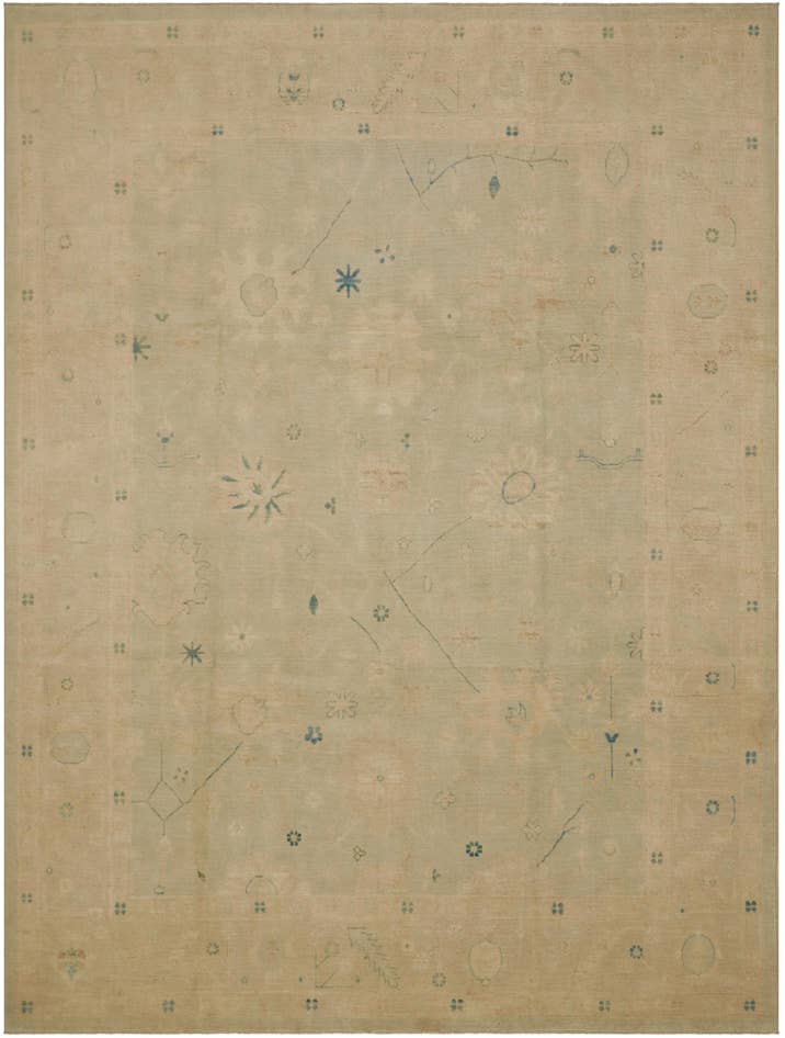 Detail image of 8' 10 x 11' 11 Hand Knotted Oushak Wool Rug
