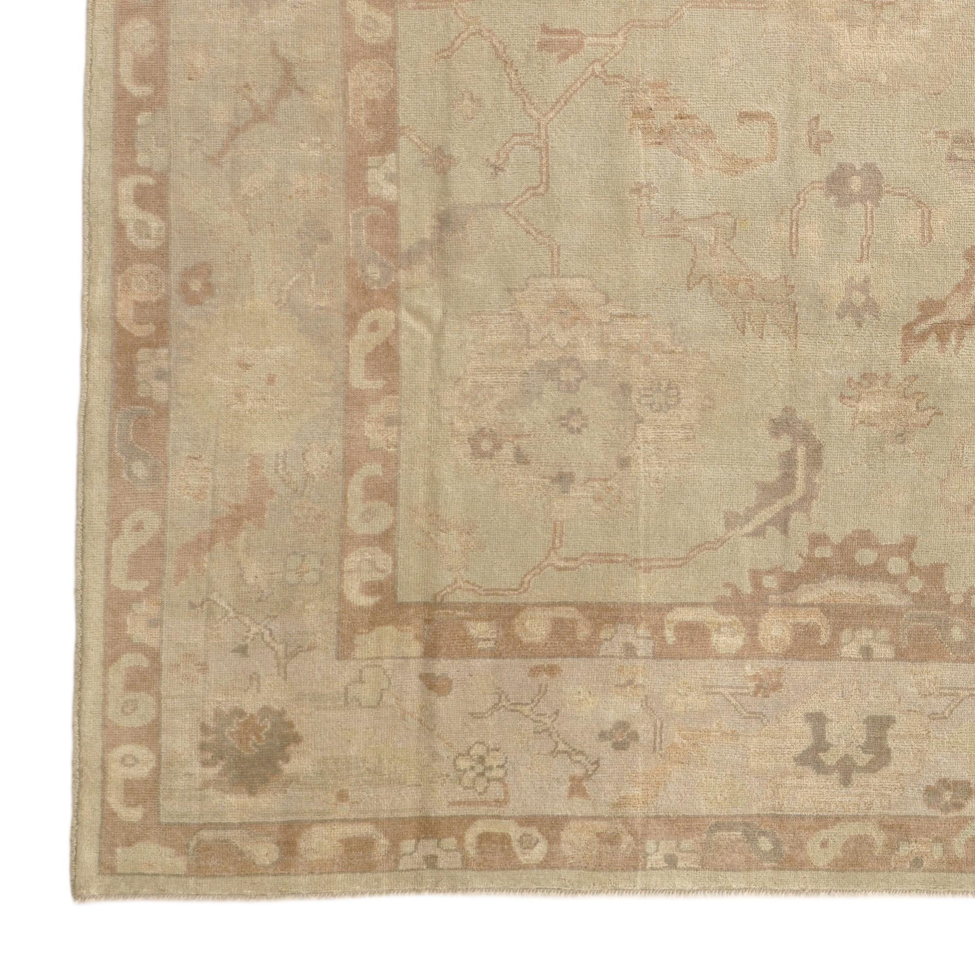 8' 3 x 9' 10 Hand Knotted Oushak Wool Rug