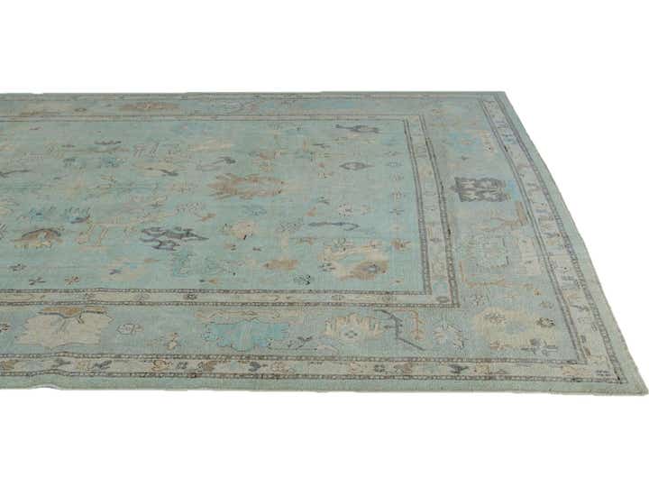 9' 2 x 12' 3 Hand Knotted Oushak Wool Rug