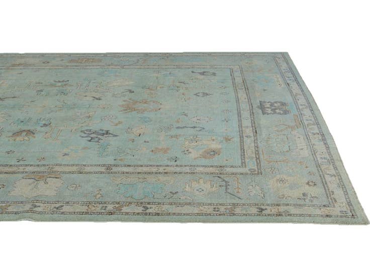 Detail image of 9' 2 x 12' 3 Hand Knotted Oushak Wool Rug