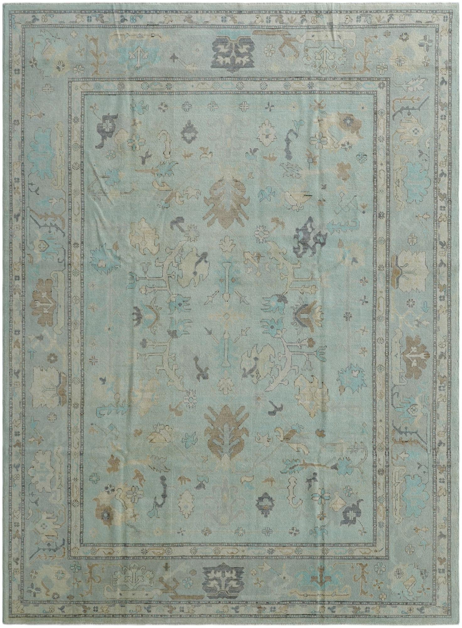 9' 2 x 12' 3 Hand Knotted Oushak Wool Rug