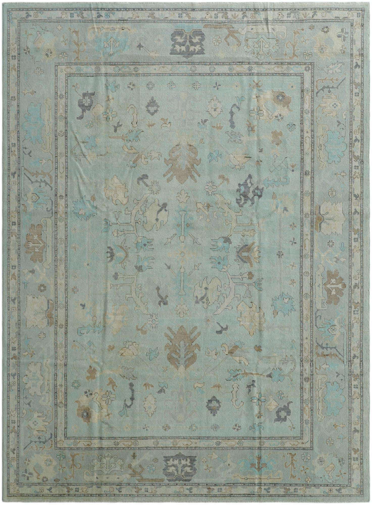 9' 2 x 12' 3 Hand Knotted Oushak Wool Rug