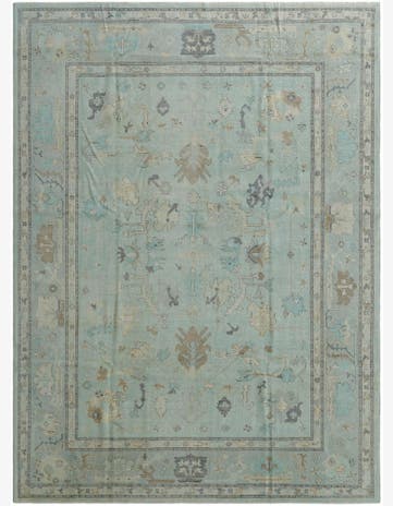 9' 2 x 12' 3 Hand Knotted Oushak Wool Rug