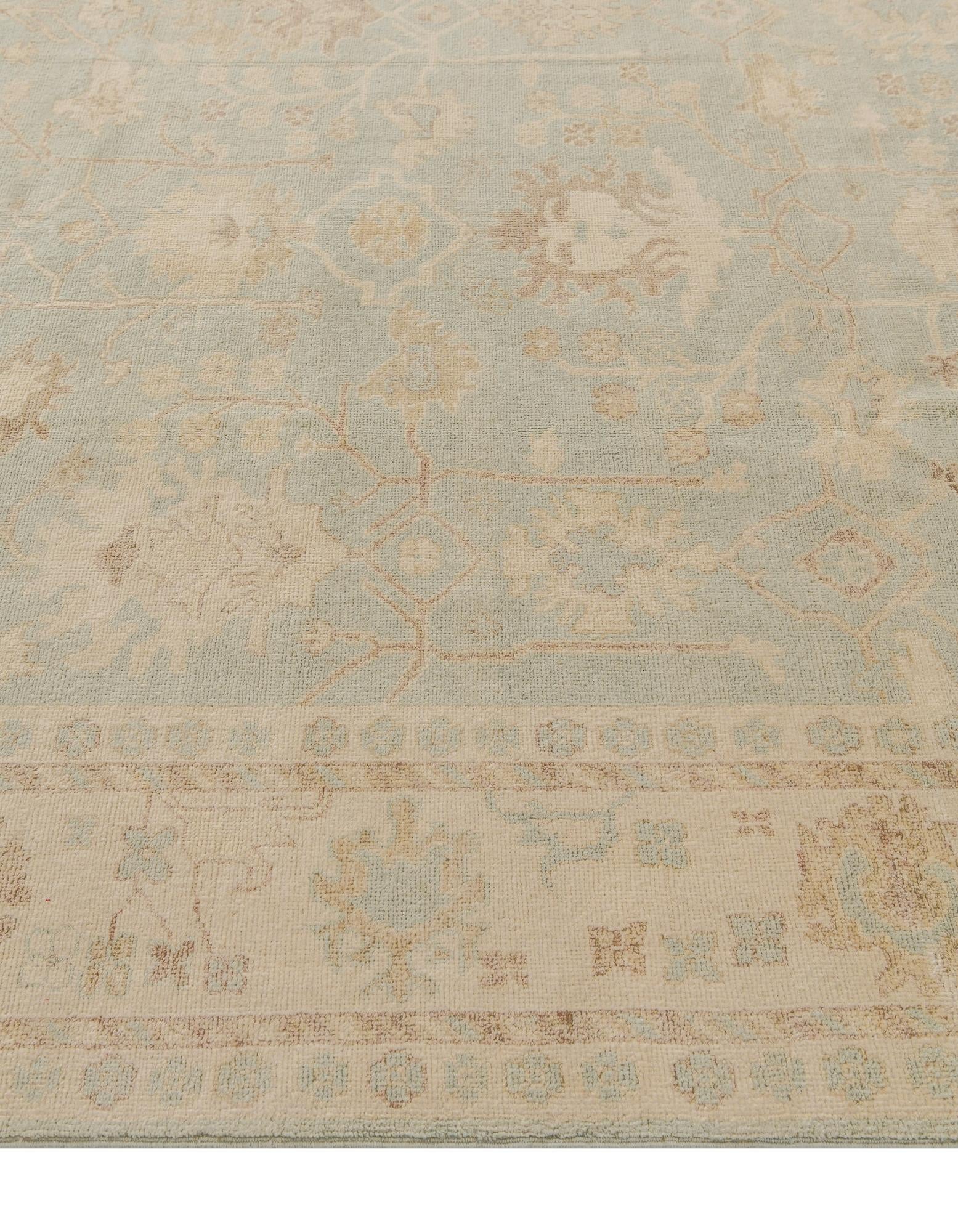8' x 9' 3 Hand Knotted Oushak Wool Rug