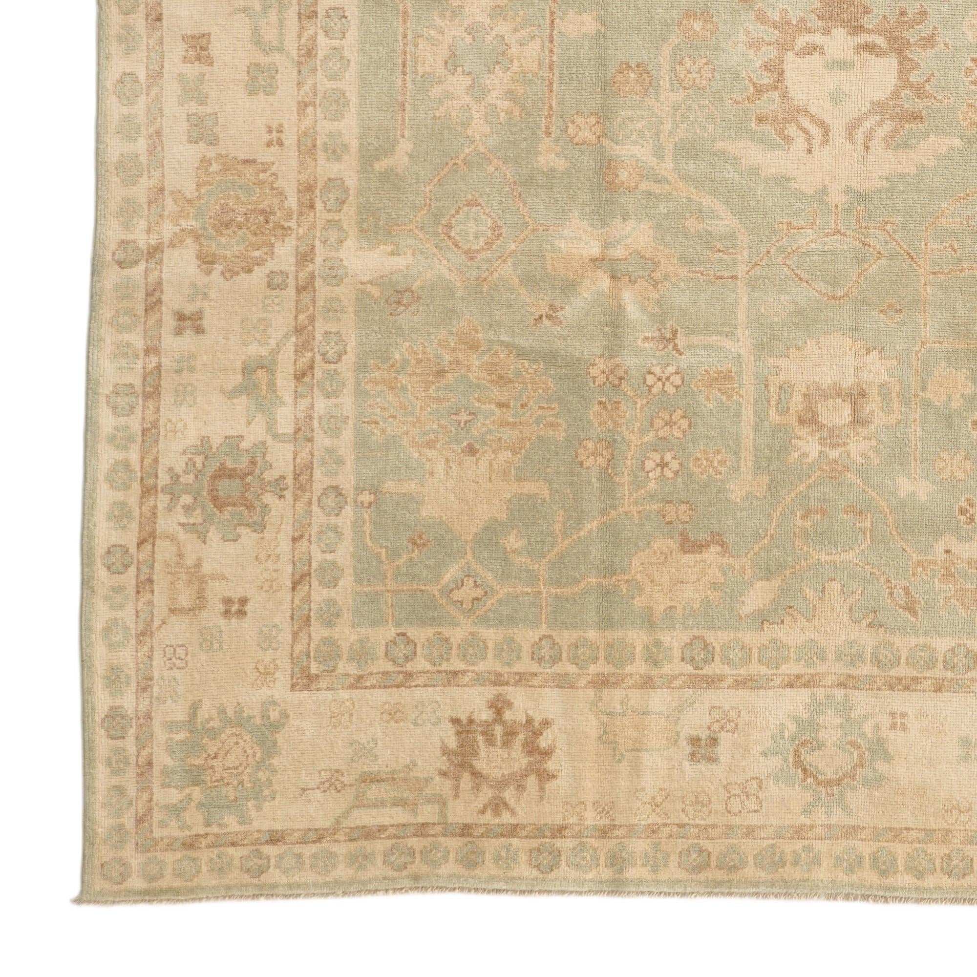 8' x 9' 3 Hand Knotted Oushak Wool Rug