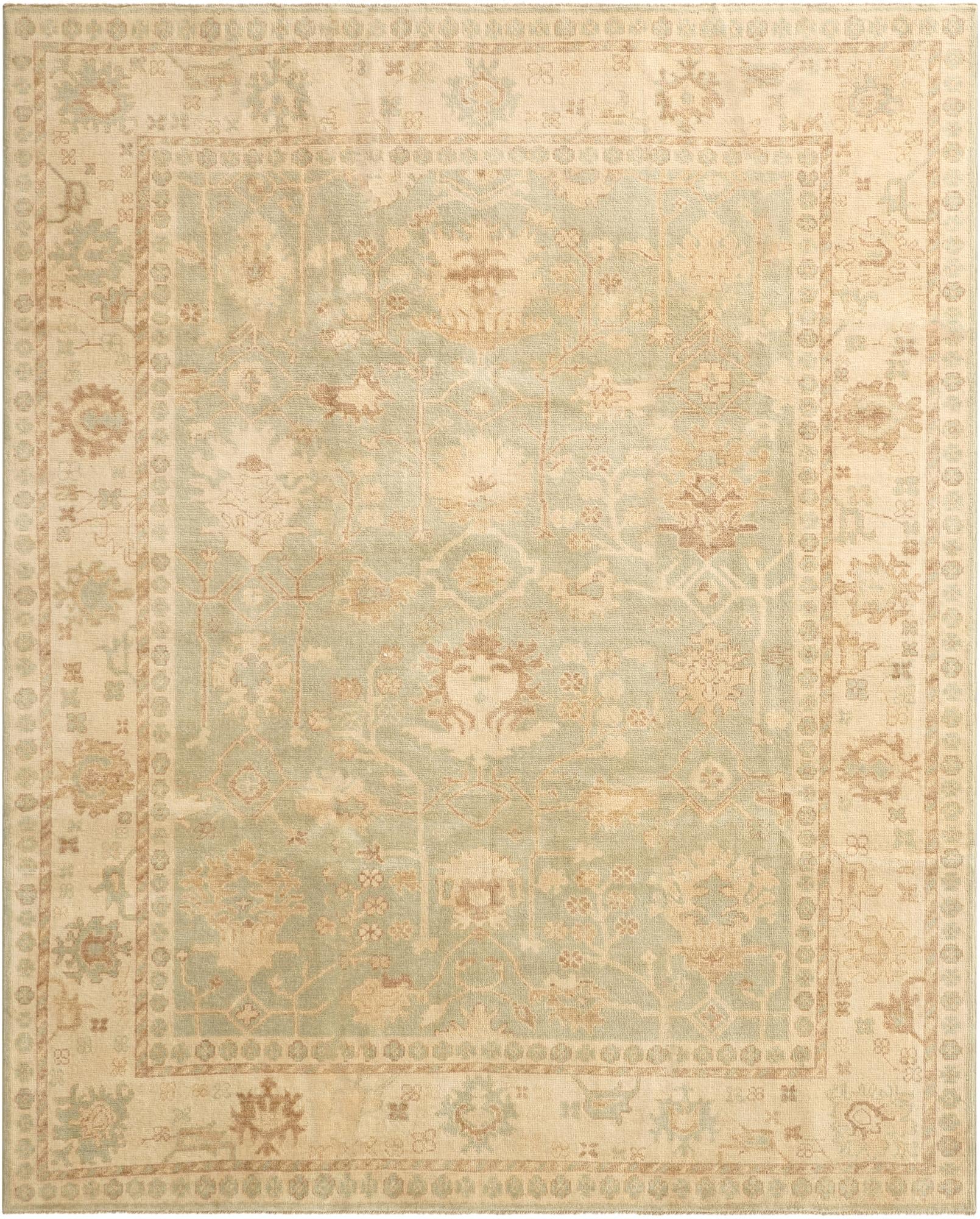 8' x 9' 3 Hand Knotted Oushak Wool Rug