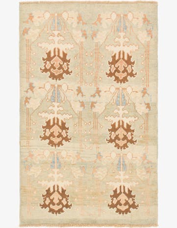 4' 4 x 7' Hand Knotted Oushak Wool Rug