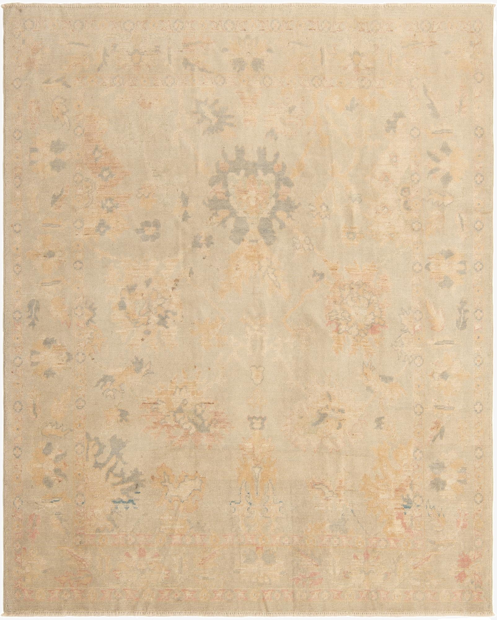 7' 5 x 9' 8  Hand Knotted Oushak Wool Rug