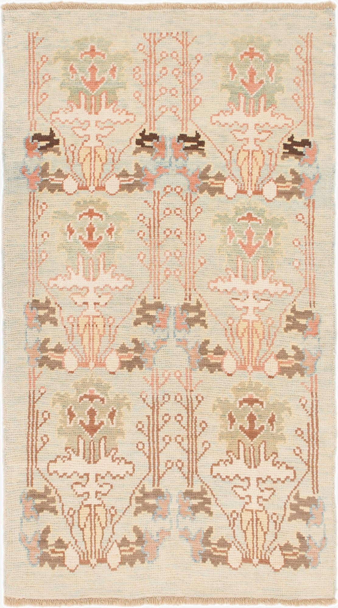 4' 2 x 7' 3  Hand Knotted Oushak Wool Rug