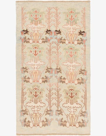 4' 2 x 7' 3 Hand Knotted Oushak Wool Rug