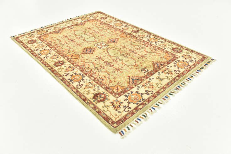 Detail image of 4' 2 x 5' 9 Hand Knotted Peshawar Ziegler Oriental Rug