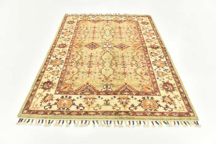 4' 2 x 5' 9 Hand Knotted Peshawar Ziegler Oriental Rug