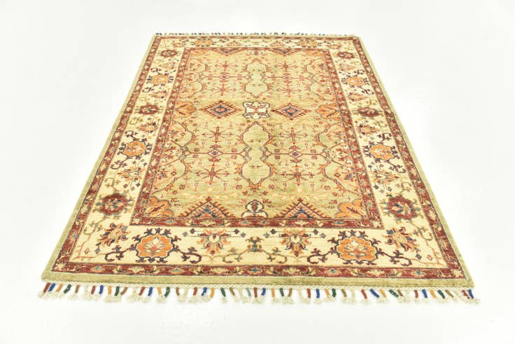 Detail image of 4' 2 x 5' 9 Hand Knotted Peshawar Ziegler Oriental Rug
